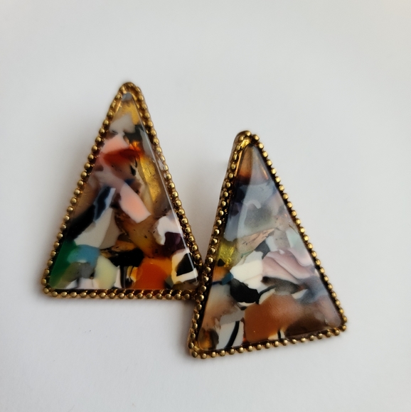 Jewelry - Brown and gold triangle earrings